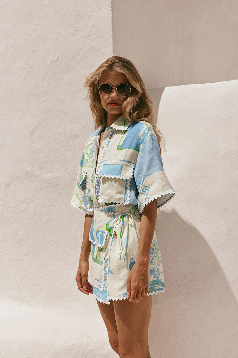 Diaz Skirt And Shirt Co-Ord Set - Theotokos Ocean